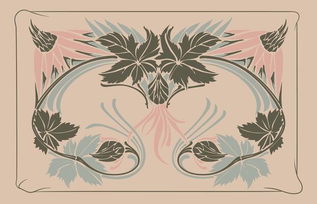 hand draw retro Art Nouveau floral botanical decorative frames