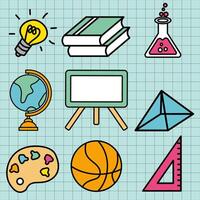 set of colorful Back To School doodles. Very suitable for designs at the beginning of the semester, school, education, students, and so on vector