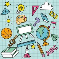 set of colorful Back To School doodles. Very suitable for designs at the beginning of the semester, school, education, students, and so on vector