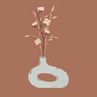 Dry flowers bouquet set in ceramic vase vector