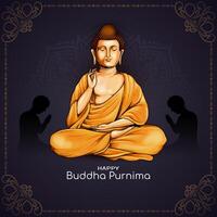 Happy Buddha Purnima traditional Indian festival elegant background vector