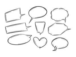 Hand drawn doodle art sketch chat box collection vector