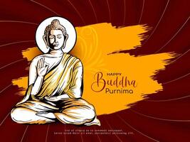 Happy Buddha Purnima cultural Indian festival background illustration vector