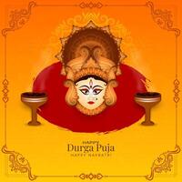 Durga Puja and Happy navratri goddess worship cultural festival background vector