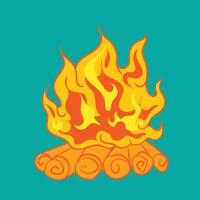 burning campfire with firewood illustration vector