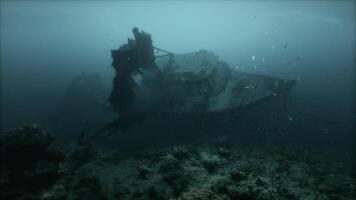 A boat is submerged in the ocean water video