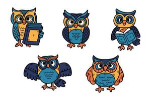 hand drawn owl illustration in line style vector