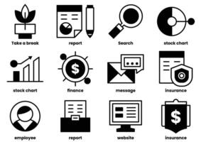 A set of icons for finance, insurance, and stock charts vector