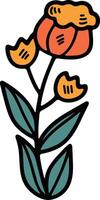 flower illustration Hand drawn in line style vector