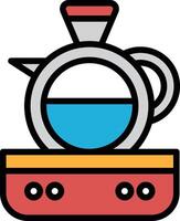 caliente agua tetera para haciendo café icono ilustración en línea estilo vector