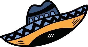 Mexican style hat illustration Hand drawn in line style vector