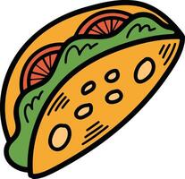 Burrito or Sandwich Hand drawn illustrations in line art style vector