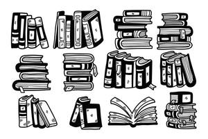 pile of books illustration in line style vector