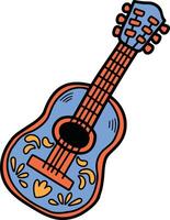 Mexican style guitar illustration Hand drawn in line style vector