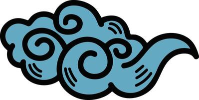 Chinese or Japanese cloud illustration Hand drawn in line style vector