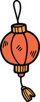 Chinese lantern illustration Hand drawn in line style vector