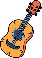Mexican style guitar illustration Hand drawn in line style vector