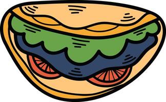 Burrito or Sandwich Hand drawn illustrations in line art style vector