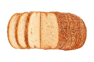 whole wheat bread with sliced grains and seeds isolated on white background photo