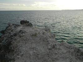 Landscape photo with a background of sea water and coral in the afternoon