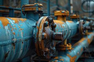 Pipeline valves. Gas transportation with gas or pipeline valves photo