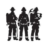 Firefighters group pose silhouette illustration vector