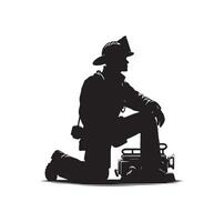 Firefighters group pose silhouette illustration vector