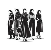 hijab style fashion illustration design silhouette style vector