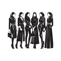 hijab style fashion illustration design silhouette style vector