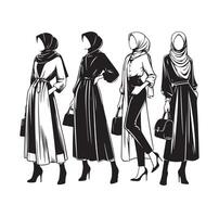 hijab style fashion illustration design silhouette style vector