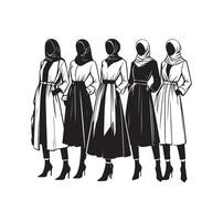 hijab style fashion illustration design silhouette style vector