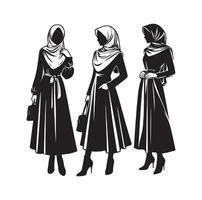 hijab style fashion illustration design silhouette style vector