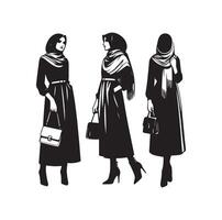 hijab style fashion illustration design silhouette style vector