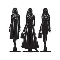 hijab style fashion illustration design silhouette style vector