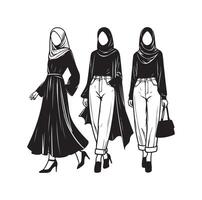 hijab style fashion illustration design silhouette style vector