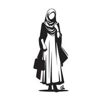 hijab style fashion illustration design silhouette style vector