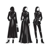 hijab style fashion illustration design silhouette style vector