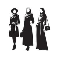 hijab style fashion illustration design silhouette style vector