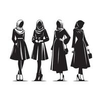 hijab style fashion illustration design silhouette style vector