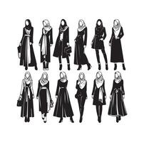 hijab style fashion illustration design silhouette style vector