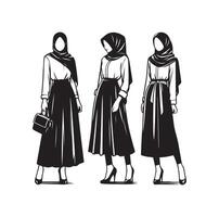 hijab style fashion illustration design silhouette style vector