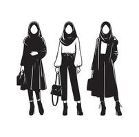 hijab style fashion illustration design silhouette style vector