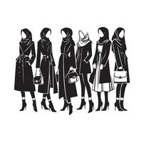 hijab style fashion illustration design silhouette style vector