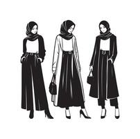 hijab style fashion illustration design silhouette style vector