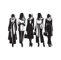 hijab style fashion illustration design silhouette style vector