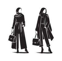 hijab style fashion illustration design silhouette style vector