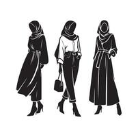 hijab style fashion illustration design silhouette style vector