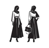 hijab style fashion illustration design silhouette style vector