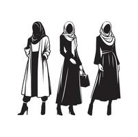 hijab style fashion illustration design silhouette style vector
