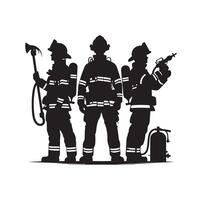 Firefighters group pose silhouette illustration vector